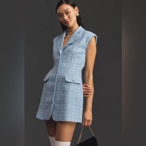 Anthropologie Maeve Sleeveless Tweed Blazer Mini Dress